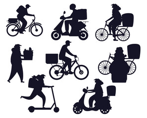 Home parcel delivery silhouettes premium vector