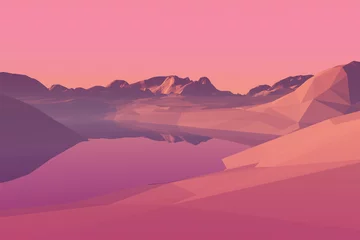  fantasy pink landscape, 3d low poly illustration © andreiuc88