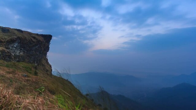 Phu Chi Fah Landmark Nature Travel Destination Sunrise Place Of Chiang Rai, Thailand