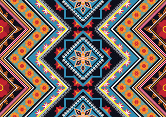 Ethnic abstract geometric flower pattern Design for background, carpet, clothing, wrapping, fabric, cover, textile