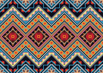 Ethnic abstract geometric flower pattern Design for background, carpet, clothing, wrapping, fabric, cover, textile