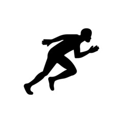 Fototapeta na wymiar Realistic running man solid black line icon. Exit symbol. Movement, sport concept. Trendy flat symbol, sign isolated on white for: illustration, logo, app, design, web, dev, ui, ux. Vector EPS 10