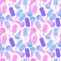 Summer seamless cartoon ice cream pattern textiles and packaging and gifts and linens and kids and wrapping paper