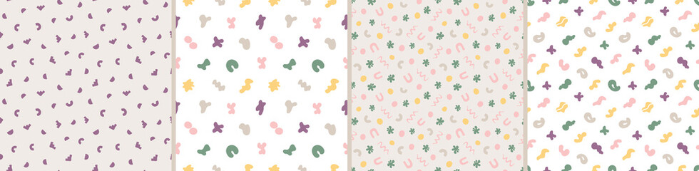 Set of seamless patterns. Colorful surface design