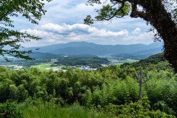 View of village in Fukuoka prefecture, Japan.