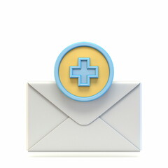 Mail icon with plus sign 3D