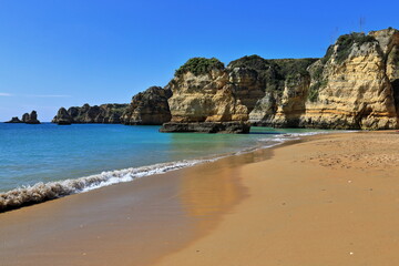 Sea stack rock formation-Praia de Dona Ana Beach. Lagos-Portugal-245