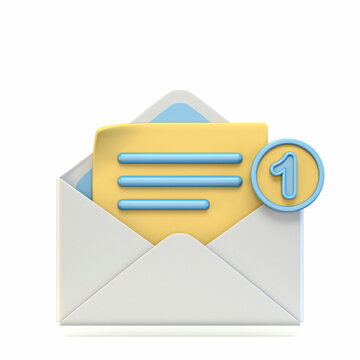 Mail icon opened mail with notification number sign 3D