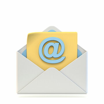 Mail icon with AT symbol 3D