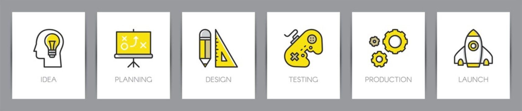 Business process. Startup concept. Web page template. Metaphors with icons.