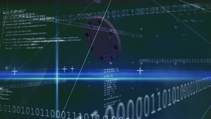 Animation of data processing and binary coding over casino chips - Powered by Adobe