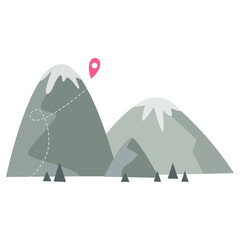 The mountains and route. Travel destination symbol