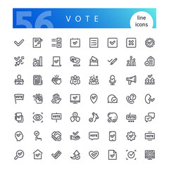 Vote Line Icons Set