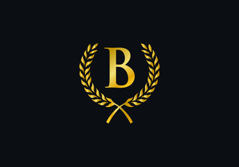 luxury and laurel wreath logo design design vector with letter and alphabet B
