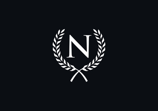 luxury and laurel wreath logo design design vector with letter and alphabet N