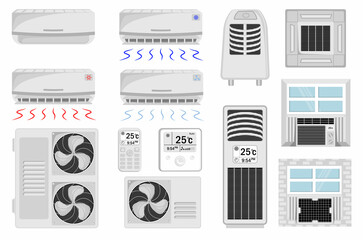Set of vector electric air conditioners