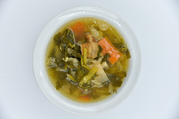 Chinese Vegetable Stew - Thai food, top view on white background.