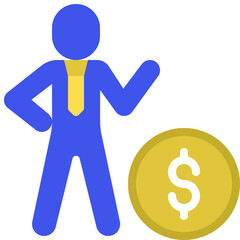 Business Person With Coin Icon