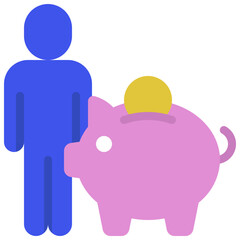 Savings Piggy Bank Person Icon