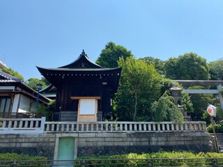 Obraz premium Facade / entrance gate of Japanese shrine “Gojyoten Shrine“ of Ueno downtown Tokyo, year 2022 May 19th