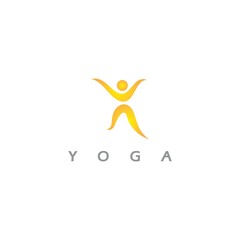 logo design of people doing yoga symbol icon illustration vector