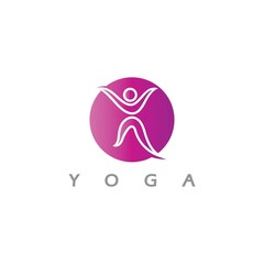 Fototapeta premium logo design of people doing yoga symbol icon illustration vector