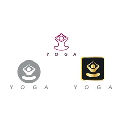 Fototapeta premium logo design of people doing yoga symbol icon illustration vector