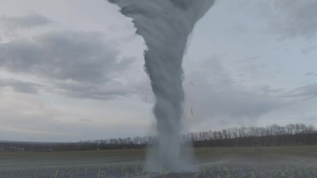 A 3D animation of a Tornado in a field with audio.