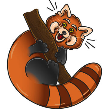 Cute and chubby red panda. Drawn vector graphics for postcards, for printing, for design, for posters, for decoration. Can be used as stickers. As a way to express your emotions.