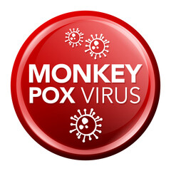 Monkeypox Virus Button. Round glossy Badge.