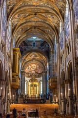 Fototapeta na wymiar PARMA, ITALY, 13 JUNE 2021 Beautiful and colorful interior of the Parma Cathedral