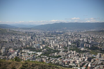 Fototapeta na wymiar View from the observation deck on the mountain to the city of Tbilisi in Georgia