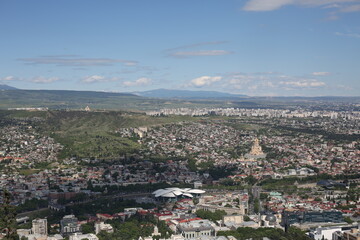 View from the observation deck on the mountain to the city of Tbilisi in Georgia