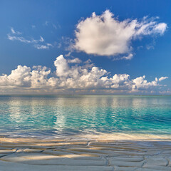 Maldives. Tropical beach. Travel and tourism to luxury resorts in the Maldives islands. Summer holiday concept