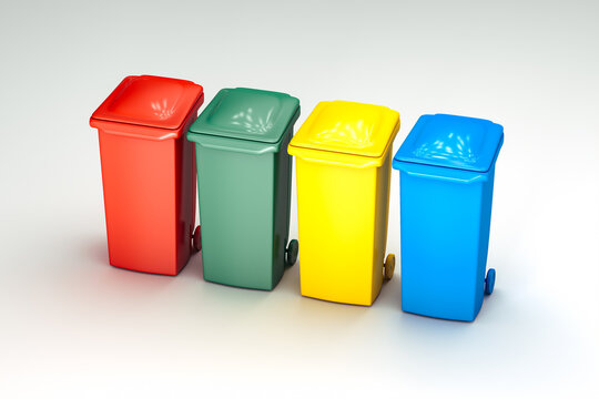 Recycling bins mockup on white background