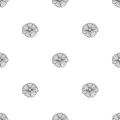 Seamless pattern with hand-drawn flowers. Black and white outline digital paper.