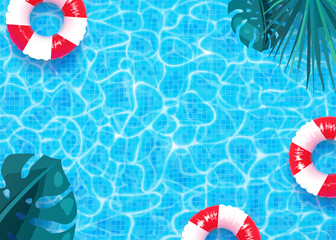 Summer pool vector background. Swimming pool texture, red and white