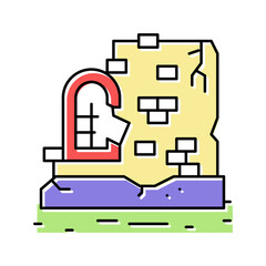 ancient ruins color icon vector illustration