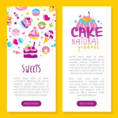 Sweets Hand Drawn Design with Cake and Ice Cream Dessert Vector Template