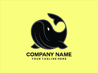 whale silhouette with black logo vector © Zulianto