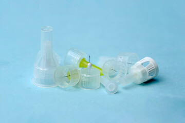 Isolated Insulin needles used by people with diabetes