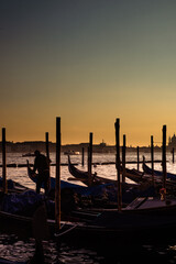 sunset on a Venetian pier