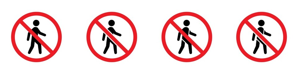No entry signs icon. No pedestrian set icon, Vector illustration - obrazy, fototapety, plakaty
