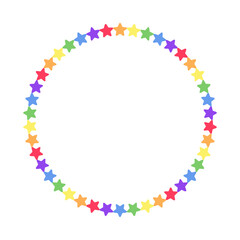 Rainbow colored stars frame. Simple minimal border template.