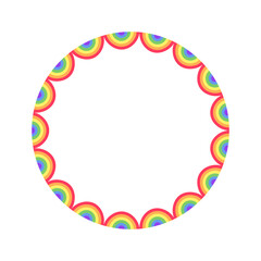 Fototapeta premium Rainbow scallop frame. Simple minimal border template.