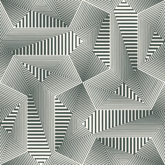 Monochrome Optical Illusion Geometric Pattern	 - obrazy, fototapety, plakaty