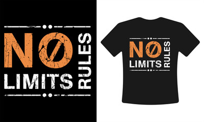 No rules no limits on t-shirts and apparel design. Grunge effect lettering with textured design. Typography, poster, emblem, vector print.