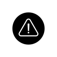 Caution sign icon in black round