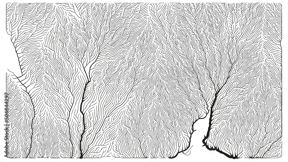 Poster growth pattern. generative branching structure. organic net of vessels texture.
