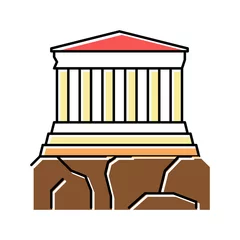 Fotobehang acropolis ancient greece architecture building color icon vector illustration © vectorwin